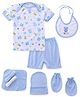 Montaly Cloth Gift Set Teddy Bear Print White Blue - 8 Pieces