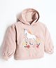 Cherry Crumble By Nitt Hyman Full Sleeves Unicorm & Flower Patch Detailed Hoodie -Peach