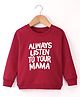 Bodycare Fleece Full Sleeves Sweatshirt With Text Print - Maroon