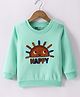 Bodycare Fleece Full Sleeves Sweatshirt With Sun & Text Embroidery - Sea Green