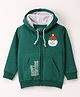 Bodycare Fleece Full Sleeves Hooded Sweatshirt With Christmas Theme Embroidery - Green