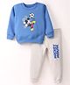 Bodycare Fleece Cotton Full Sleeves Winter Wear Sweatshirt & Lounge Pant Set Mickey Print - Royal Blue & Grey Melange