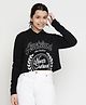 Lil Tomatoes Full Sleeves North Island Printed Hooded Crop Top - Black