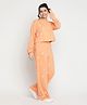 Lil Tomatoes Full Sleeves Donuts Printed Top With Coordinating Night Suits - Peach