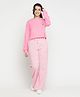 Lil Tomatoes Full Sleeves Peanuts Theme Snoopy Character Printed Tee With Striped Pajama - Pink