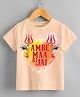 KNITROOT Navratri Theme Half Sleeves Ambe Maa Ki Jai Text Printed Tee -Peach