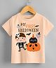 KNITROOT Halloween Theme Half Sleeves My First Halloween Text Printed Tee - Peach