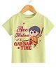 KNITROOT Navratri Theme Half Sleeves Ae Haloo Its Garba Time Text Printed Tee - Yellow