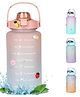 House of Quirk 2 Litre 3D Sticker Water Bottle with Straw, Unbreakable Sports Water Bottles with Handle, Leak Proof Drinks Bottle BPA Free for Gym Fitness Outdoor Sports - Pink/Blue