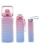 House of Quirk 3 Water Bottle with Straw - Pink Blue