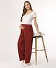 Bella Mama Cotton Elastane Full Length High Coverage Rib Knit Pant - Maroon