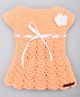The Original Knit Half Sleeves Flower Embellished Dress -Peach & Off White