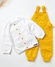 The Original Knit  Unisex Full Sleeves Solid Self Design Handmade Knitted Dungaree Set -White & Yellow