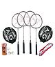 AXG Scratch Resistant A-2000 Racquets Set of 4 with Covers 3 Feather Shuttles & Net Badminton Kit - Maroon