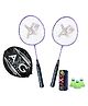 AXG Durable & Stylish Design 2 Racquets With 3 Plastic Shuttles And Cover Badminton Kit for kids (Purple)