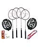 AXG Scratch Resistant A-2000 Racquets set of 4 with Covers, 3 Feather Shuttles & Net Badminton Kit (Maroon)