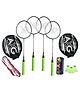AXG Scratch Resistant A-2000 Racquets set of 4 with Cover, 3 Plastic Shuttle and Net Badminton Kit (Green)