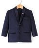 Babyhug Full Sleeves Velvet Party Wear Blazer Solid Colour - Navy Blue