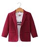 Babyhug Woven Full Sleeves Cordurory Blazer With Text Print T-Shirt - White & Maroon