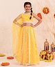 Pspeaches Sleeveless Ethnic Motif Embroidered & Lace Embellished Lehenga & Choli With Dupatta - Yellow