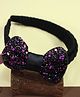 Kamule Sequin Bow Embellished Hair Band - Black