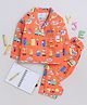 Knitting Doodles Premium Cotton Full Sleeves  Animals & Vehicle Printed Coordinating Night Suit - Orange