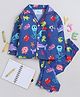 Knitting Doodles Premium Cotton Full Sleeves Sea Animals Printed Coordinating Night Suit - Blue