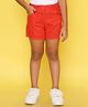 Knitting Doodles Pure Cotton Solid Button Down Shorts Wih Adjustable Waist - Red