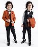 Babyhug Woven Full Sleeves Stretch Fit Five Piece Party Suit Solid Colour-  Rust & Black