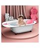 StarAndDaisy Baby Bath Tub with Seat Sling and Temperature Sensor and Detachable Wheels Anti-Slip - Pink