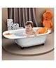 StarAndDaisy Baby Bath Tub with Seat Sling and Temperature Sensor and Detachable Wheels Anti-Slip - Orange