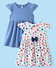 Babyhug 100% Cotton Knit Half Sleeves Frock Striped & Heart Print Pack Of 2 - White & Blue