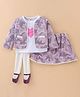 ToffyHouse Full Sleeves Top & Skirt Jacket With Leggings Camouflage Print - Purple & White