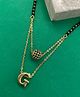Digital Dress Room G Letter Mangalsutra AD Black Ball Pendant Short Mangalsutra Designs Name Mangalsutras (20 inches)