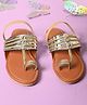 LIL PITAARA Lace Embellished  Kolhapuri Sandals - Tan