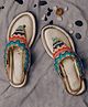 LIL PITAARA Beads Embellished Zari Sandals - Gold