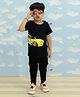 The Mom Store Half Sleeves Race Printed  Tee &   Jogger Pant  Set - Black
