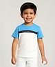 Somersault Half Sleeves Numeric Embroidered & Color Blocked Tee - White & Blue