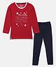 3PIN  Full Sleeves Building Star Text Printed Top & Stretchable Legging - Red