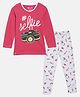 3PIN Full Sleeves Selfie Text Printed Top &  Unicorn Printed Stretchable Legging - Pink