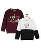 3PIN Pack Of 2 Full Sleeves Dinosaur & Typography  Printed   Sweatshirts - Burgundy Red  &  White