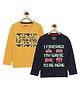 3PIN Pack Of 2 Typography Printed   Sweatshirts - Mustard Yellow & Navy Blue