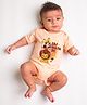 KNITROOT Navaratri Theme Half Sleeves  Jai Mata Di Printed Onesie - Peach