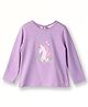 Beebay Full Sleeves Unicorn Embroidered Tee - Lilac