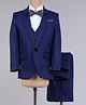 Jeet Ethnics Full Sleeves Solid 5 Piece Coordinating Coat Suit Set - Navy Blue & White