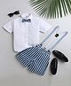 Jeet Ethnics Half Sleeves Pin Striped 4 Piece Shirt & Bottom Set - Blue