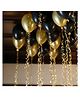 Zyozi Gold & Black Metallic Balloons  with Ribbon for Birthday Party Decorations - Pack of 52