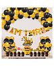 Zyozi Under Construction Theme 3rd Birthday Decorations for Boys Gold  Black - Pack of 37