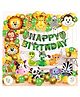 Zyozi  Jungle Safari Birthday Decoration Items For Kids Multicolor - Pack of 68