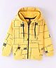 Play by Little Kangaroos Full Sleeves Hooded Printed Sweat Jacket  - Yellow